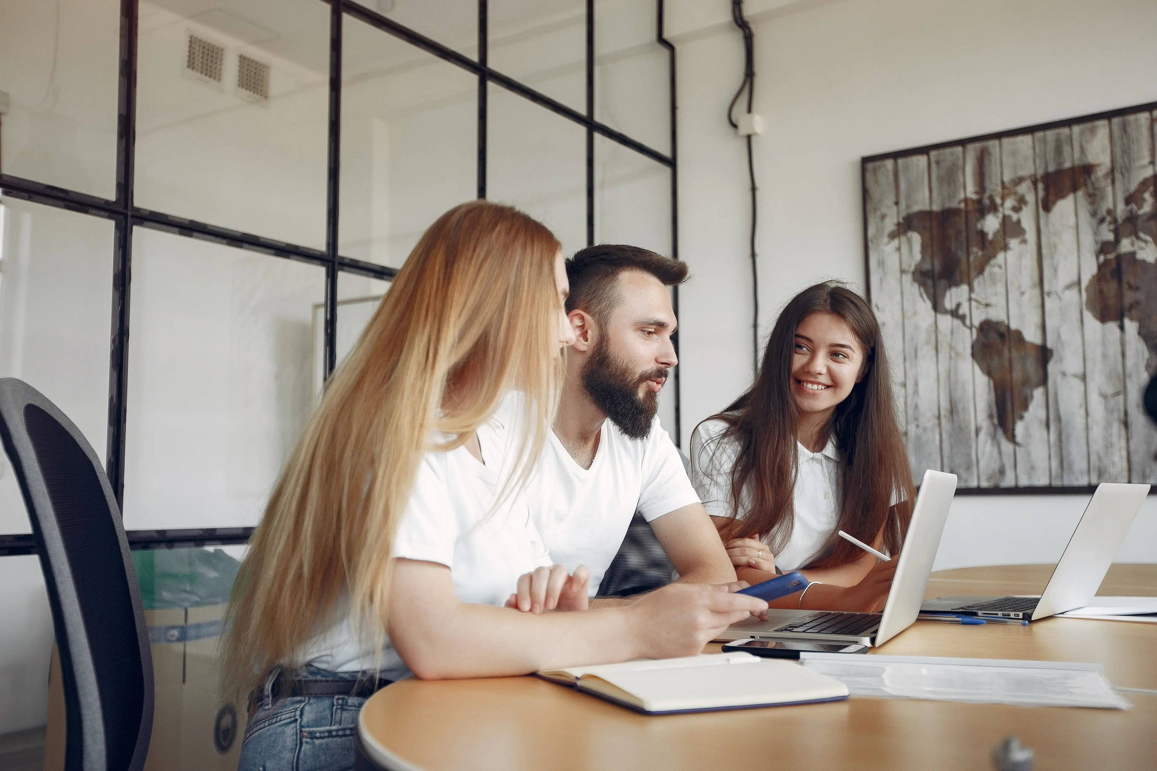 Colleagues collaborating in the office
